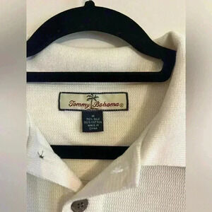 Tommy Bahama silk blend polo shirt top size Medium off white
